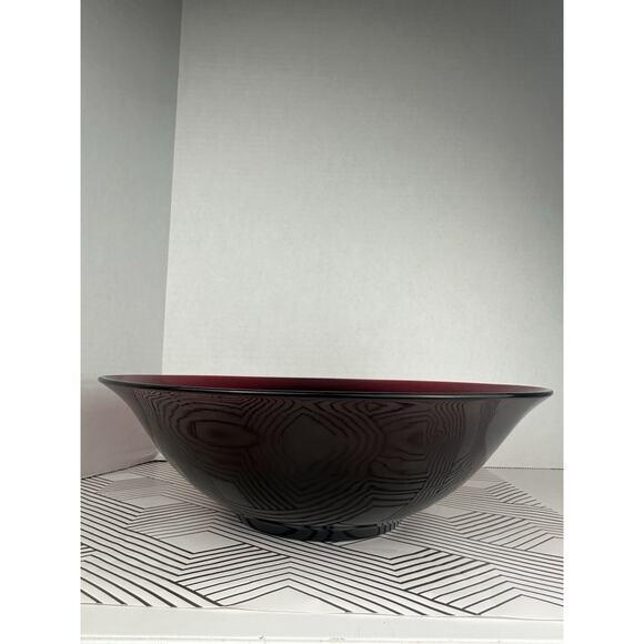 Vintage Anchor Hocking Ruby Red Glass 11.5" Serving Salad Pasta Bowl - Picture 2 of 5